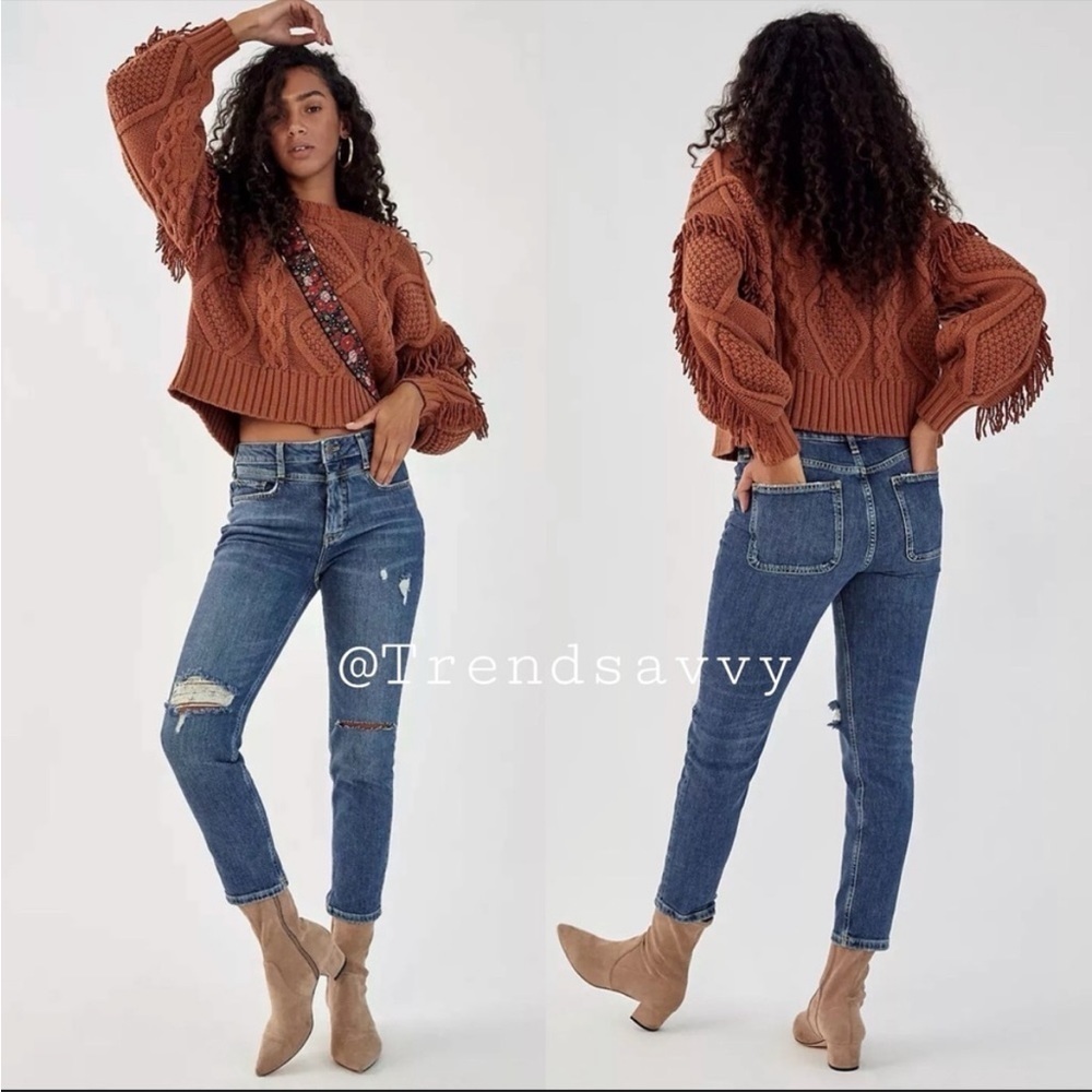Anthropologie Pilcro Ultra High Rise Slim Straight Jeans Medium Blue 26 Denim